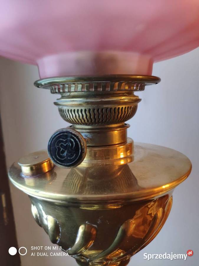 Ogromna wiktoriańska mosiężna lampa naftowa 3 Kraków