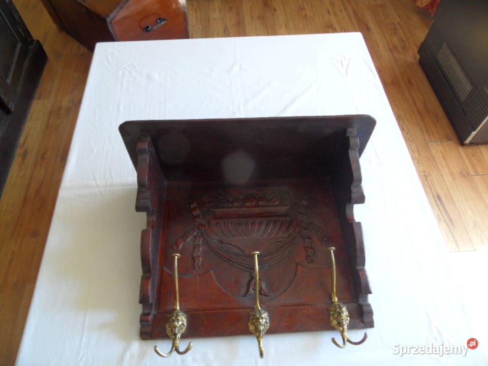 Zabytkowy dębowy wieszak ubraniowy lubelskie Lubartów