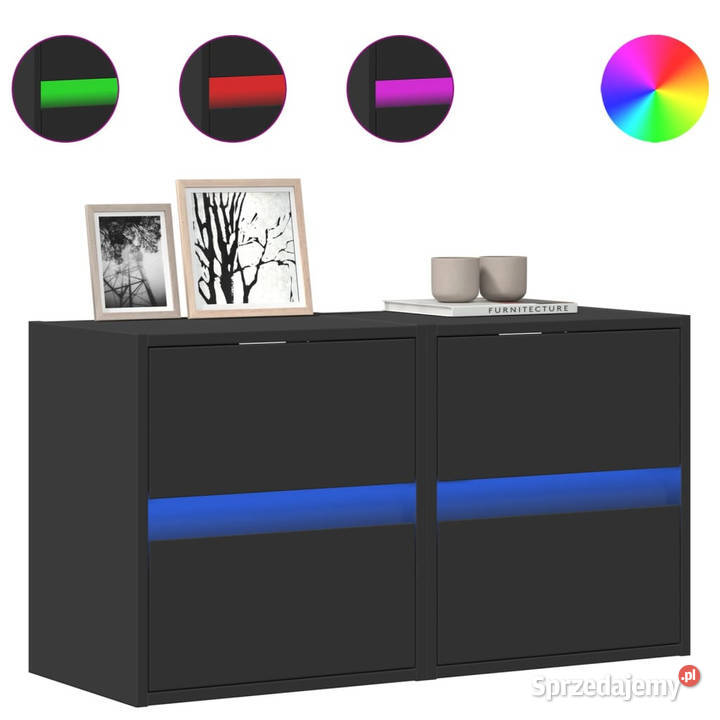 Ścienne szafki TV z LED 2 czarne 41x31x45 Warszawa
