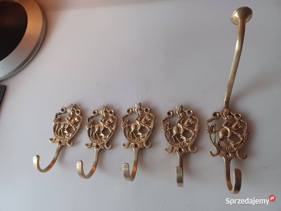 Komplet pięciu wieszaków mosiężnych wielkopolskie Poznań
