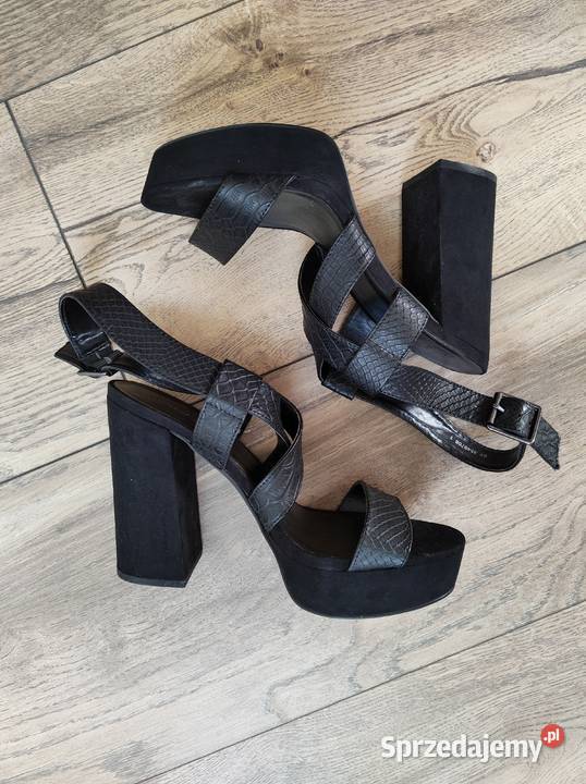 Czarne Sandaly na paski Look 40 Nowe Damskie Jasło
