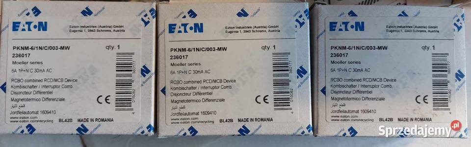 EATON pknm61nc003mw 6A1PN C 30mA AC