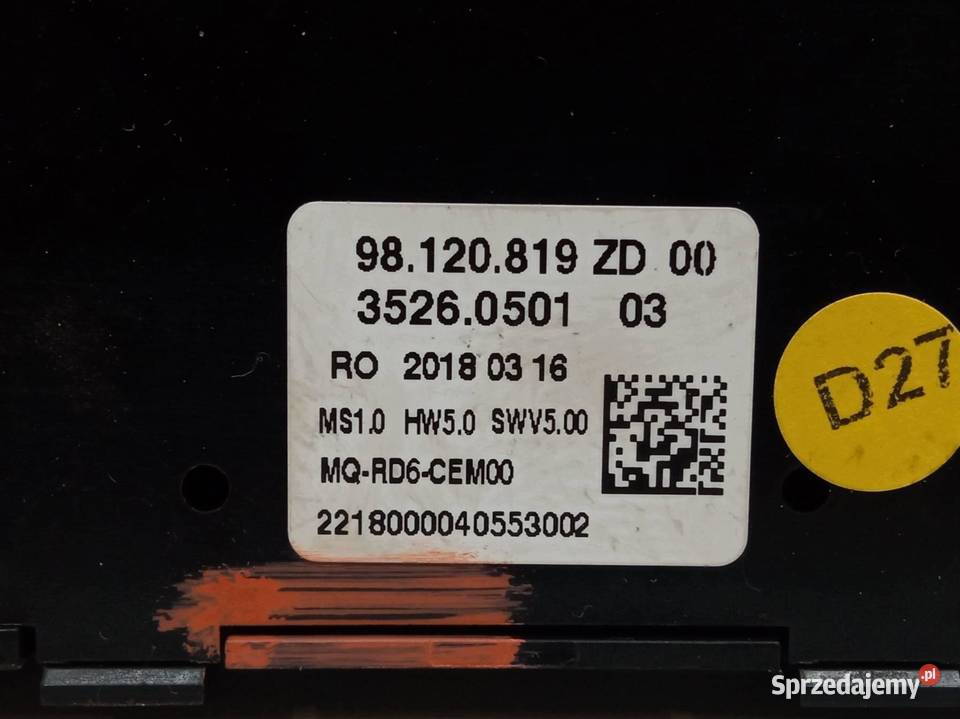 PANEL STEROWANIA RADIA 98120819ZD Toyota ProAce osobowe