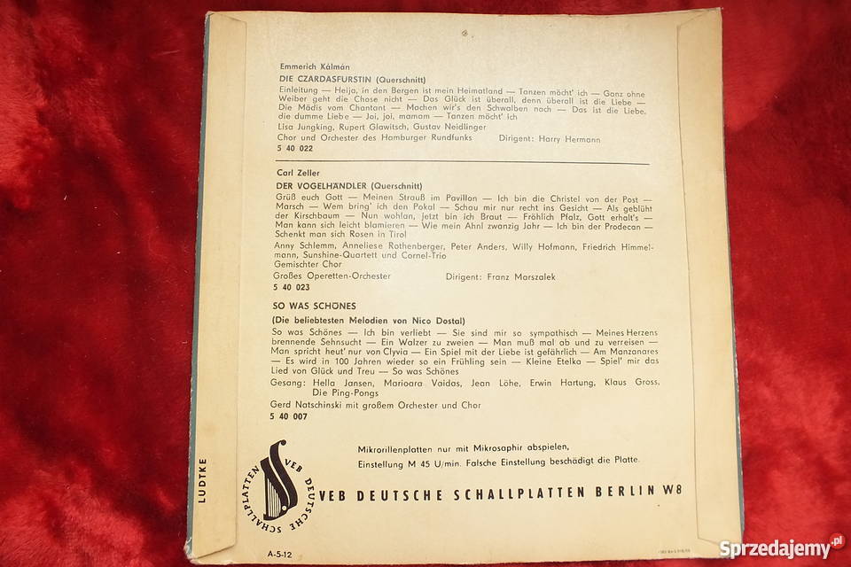 Płyta winylowa szelakowa Die Czardasfursti płyta winylowa sprzedam