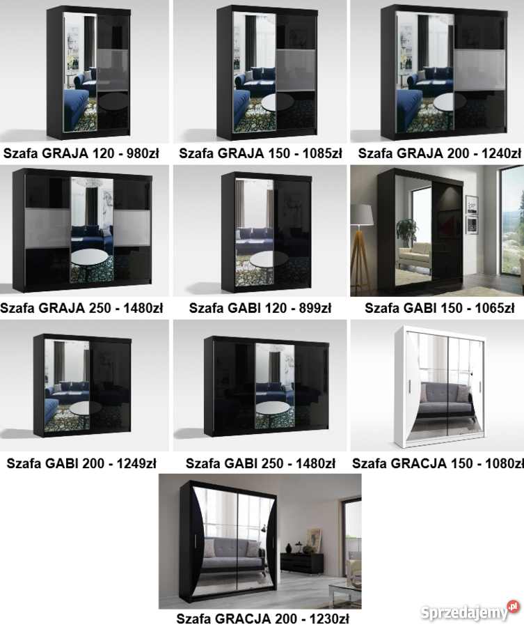 Szafa Przesuwna Finez 120 Szkło Lacobel Biała pomorskie Gdańsk