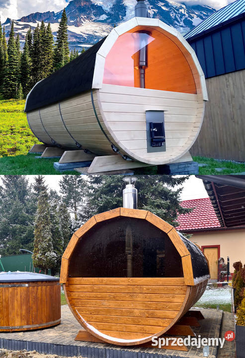 SAUNA Ogrodowa 400 OKNO 50 Beczka 500L Akcesoria Nowy Targ