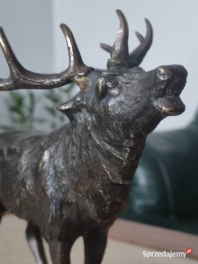 Jeleń z brązu przedwojenny Korniluk lata 20 te lubelskie Janów Lubelski