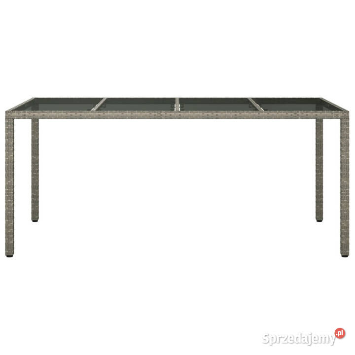 Stół ogrodowy szary 190x90x75 szkło i rattan PE Stoły i stoliki ogrodowe mazowieckie