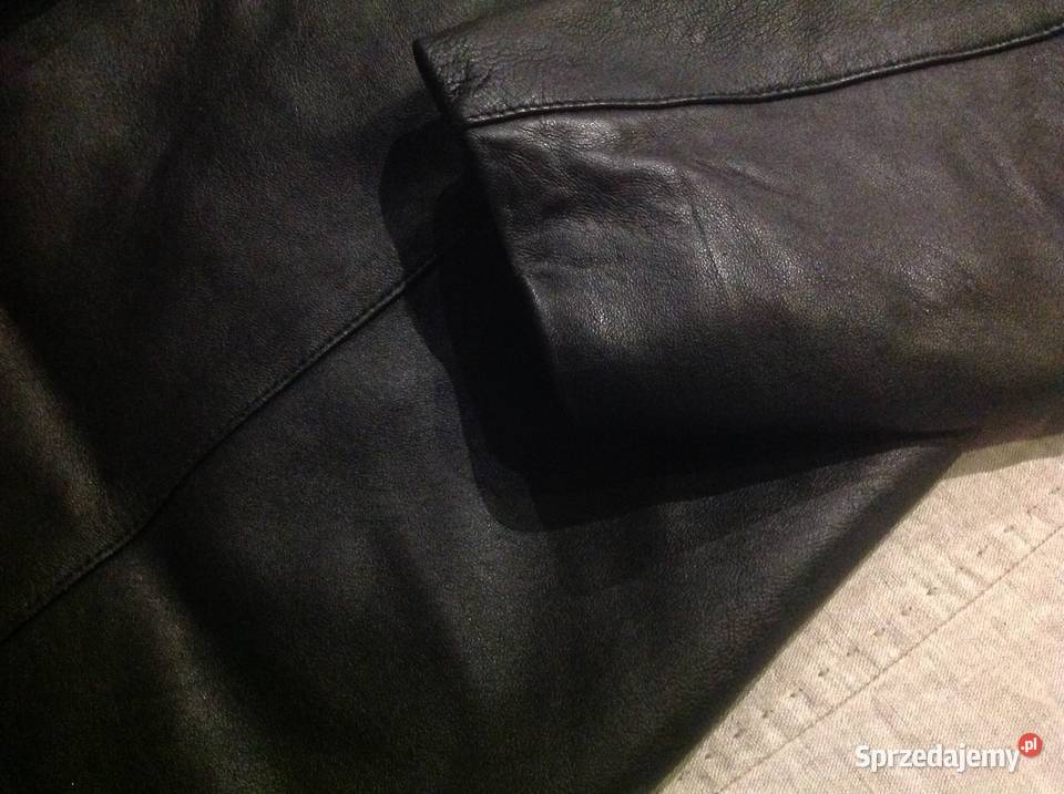Płaszcz Czarny Skórzany Damski DG r ML Kurtki i płaszcze Nowa Sól sprzedam