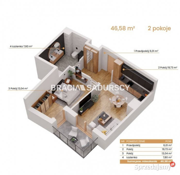 sprzedaży mieszkania 4658m2 2pokojowe Katowice Piętro 4