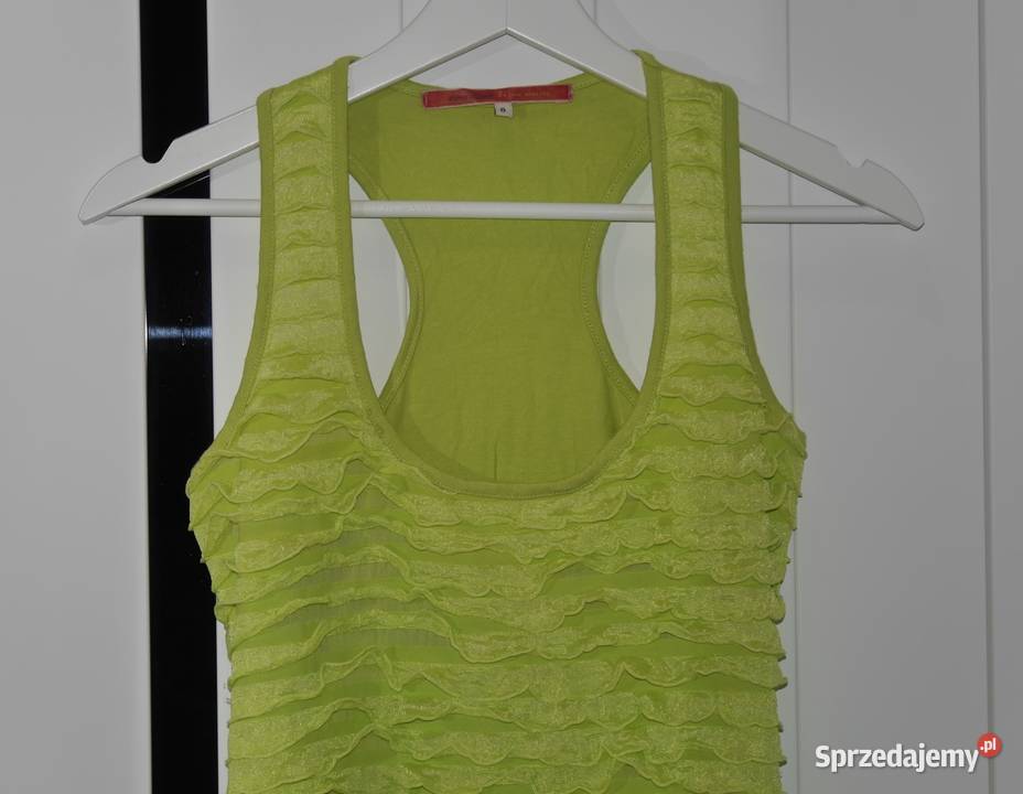 River Island neonkowa sukienka kaskada falban 36 Długość Mini Spódnice i sukienki dolnośląskie
