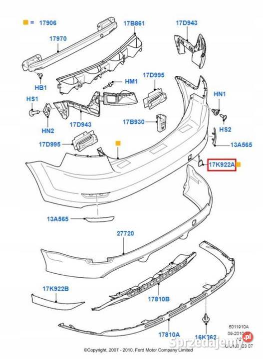 ZAŚLEPKA ZDERZAKA TYŁ FORD MONDEO 0714 1483967