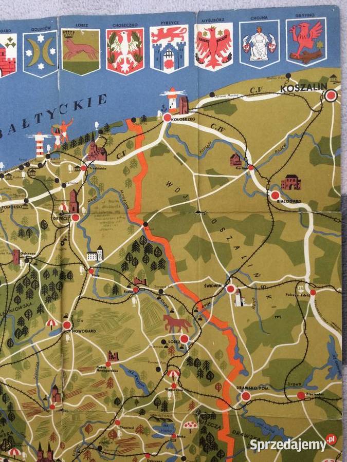 404 Mapa Turystyczna Województwa Szczecińskiego Antykwariat Szczecin