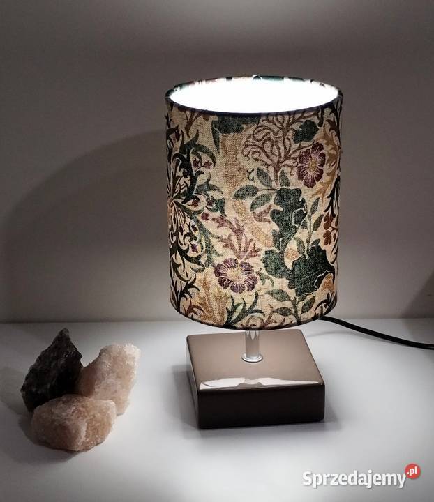 Lampka nocna ceramiczna z abażurem z tkaniny łódzkie Aleksandrów Łódzki