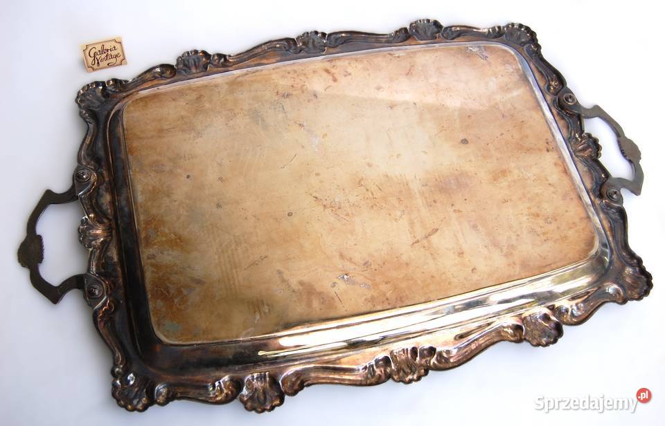 Duża taca platerowana posrebrzana grawerowana Lublin sprzedam