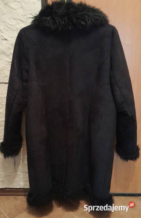 Elegancki czarny kożuch eko damski mazowieckie Warszawa
