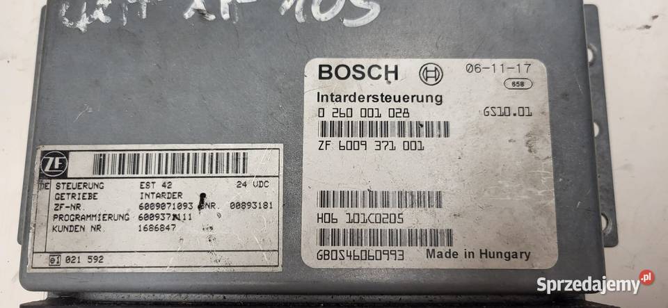 STEROWNIK INTARDERA RENAULT DAF 0260001028 Układ elektryczny, zapłon Mojusz