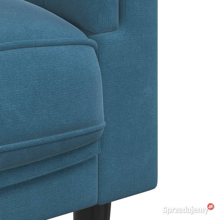 Sofa 3osobowa z poduszkami niebieska aksamit