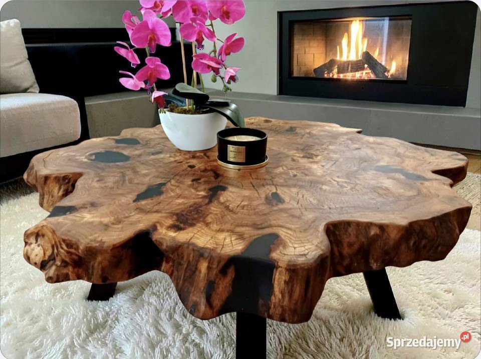 Stolik kawowy 117x100 PIĘKNY OKAZ LIVE EDGE Stoliki kawowe i ławy Śrem