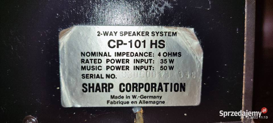 kolumny Sharp CP 101HS 35 Wat 4 Ohm