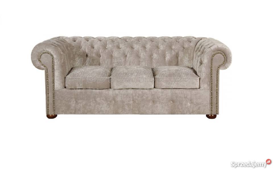 Pikowana Sofa Chesterfield glamour żółty/złoty