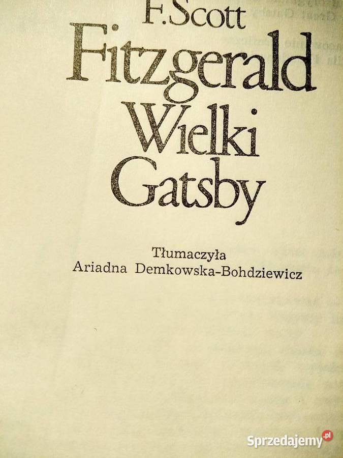 Wielki Gatsby Fitzgerald książki prezenty Bródno Antykwariat mazowieckie Warszawa