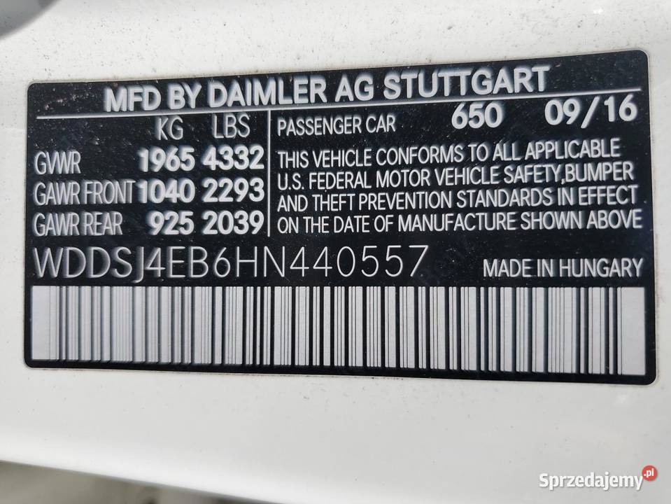 2016 MERCEDESBENZ CLA 250 Rok produkcji 2016 Częstochowa sprzedam