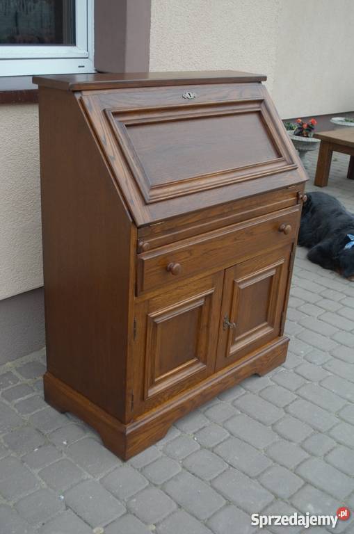 Ładny solidny sekretarzyk biurko dębowe meble Nowy Tomyśl