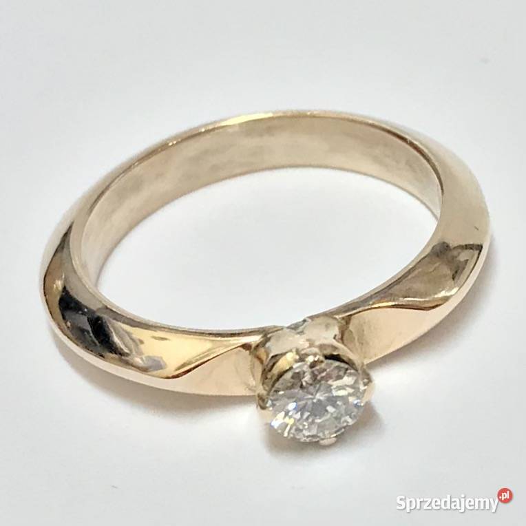 Złoty PIERŚCIONEK zaręczynowy 14K DIAMENT 030 ct Zegarki i Biżuteria Warszawa sprzedam