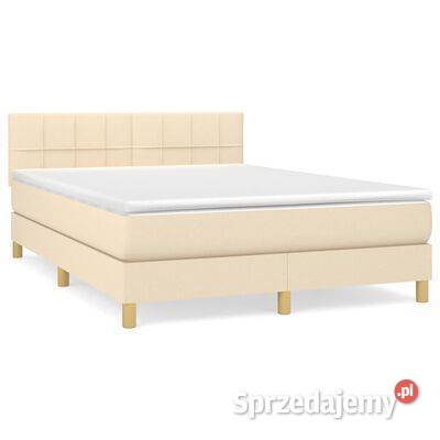 vidaXL Łóżko kontynentalne z materacem kremowe Warszawa sprzedam
