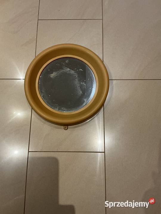 Stare Okrągłe Lustro z Tworzywa Sztucznego PRL lubuskie Nowa Sól