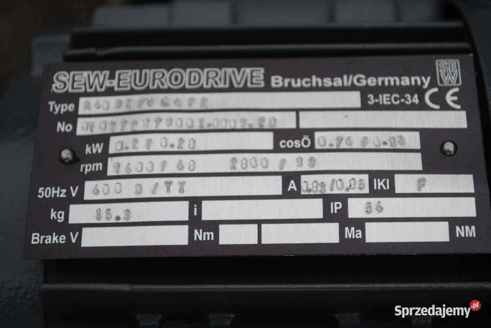 Motoreduktor dwubiegowy 02028kw 4893obrmin Firmy lubuskie sprzedam