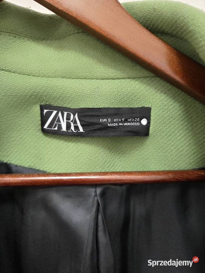 Wełniany zielony płaszcz z włoskiej wełny Liszki