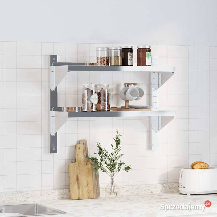 Półka ścienna podwójna 75x235x60 srebrna stal