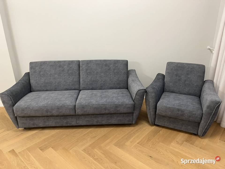 Sofa/spanie/system włoski / fotel / pojemnik / welur. Jak nowe, okazja!