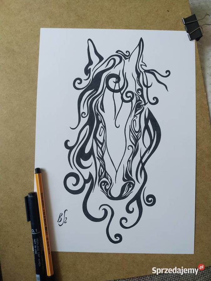 Rysunek koń cienkopis blok tech A4 250 gm2 Warszawa