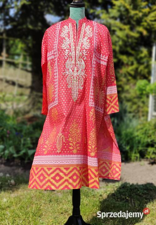 Koralowa tunika kameez Pakistan Indie Bollywood Szczecin sprzedam