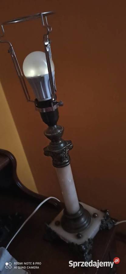 Retro Lampa z mosiądzu i onyksu Elektryczna Gdańsk