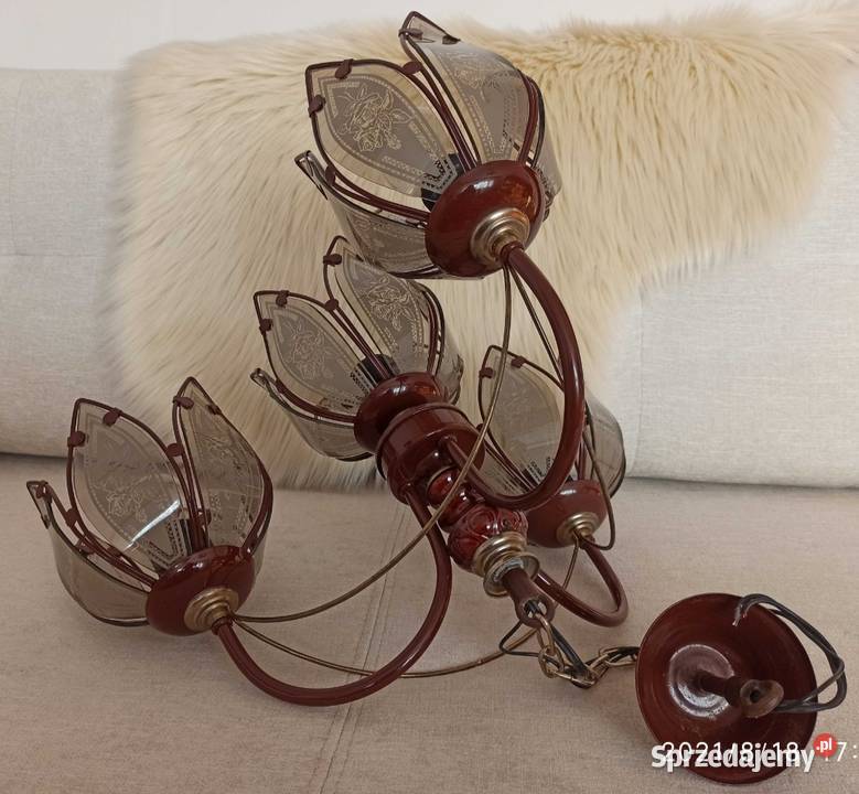 Żyrandol trzyramienny kwiaty stan idealny 50x58 Radzyń Podlaski sprzedam