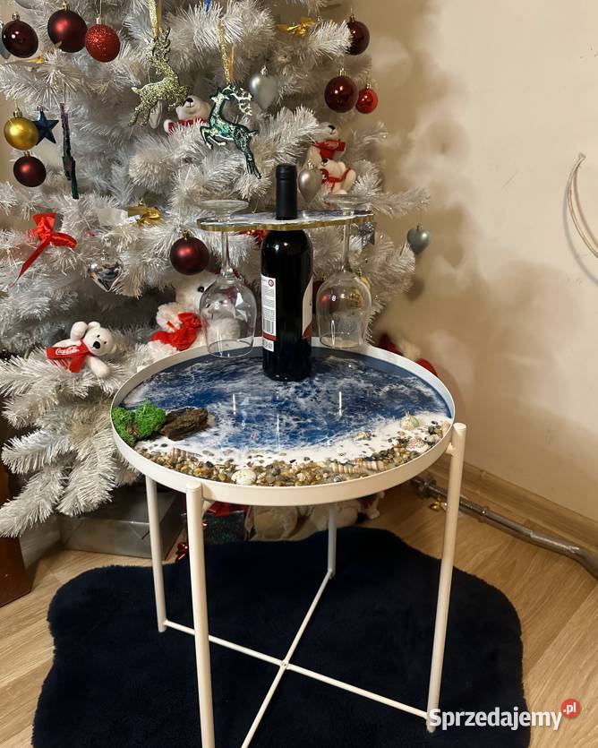 Stolik kawowy z tacą z zywicą epoksydową Wrocław