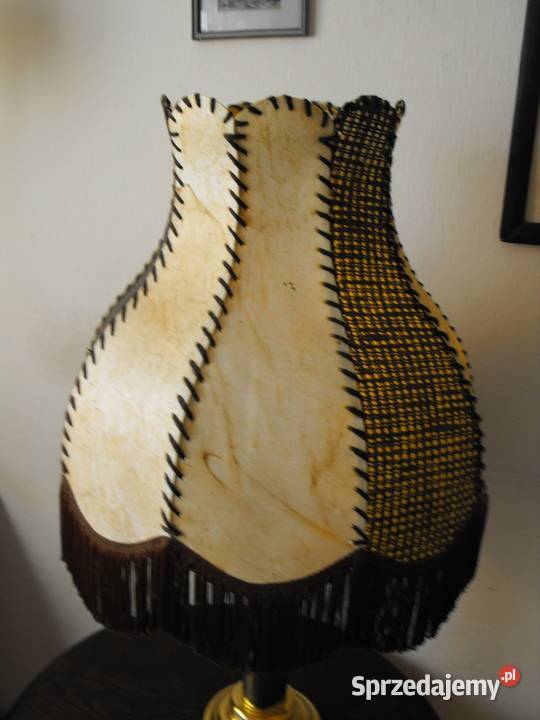 Elegancka mosiężna lampa gabinetowa skórzany