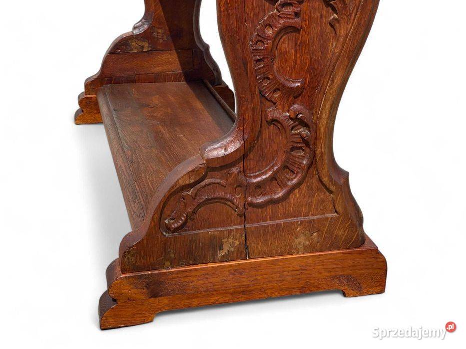 Stary rzeźbiony regał dębowy stojący 3 poziomy sprzedam