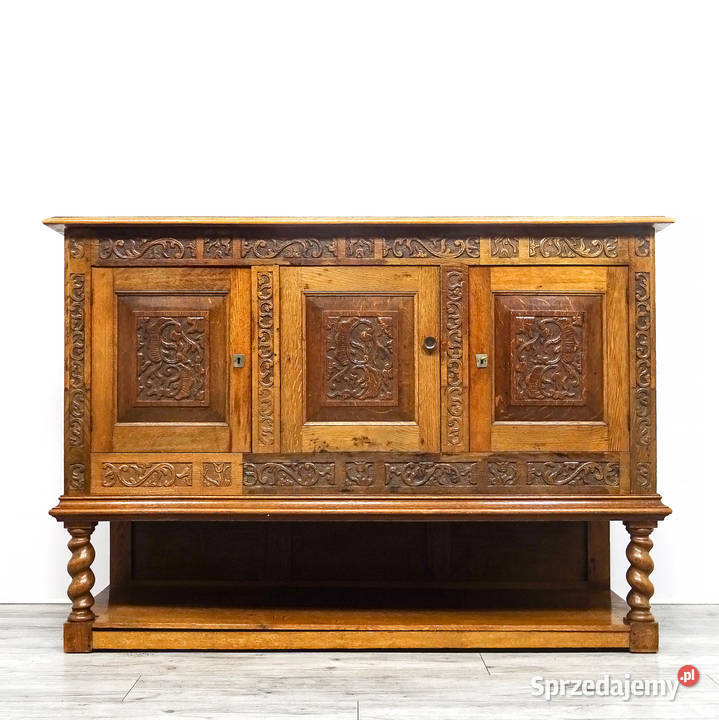 Antyk Drewniana KOMODA Neorenesans DĄB szeroka Kalisz
