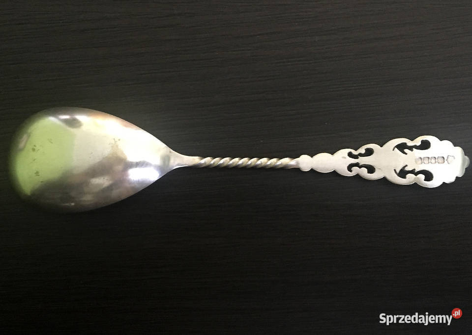 Srebrna stara łyżeczka do cukiernicy Antyki