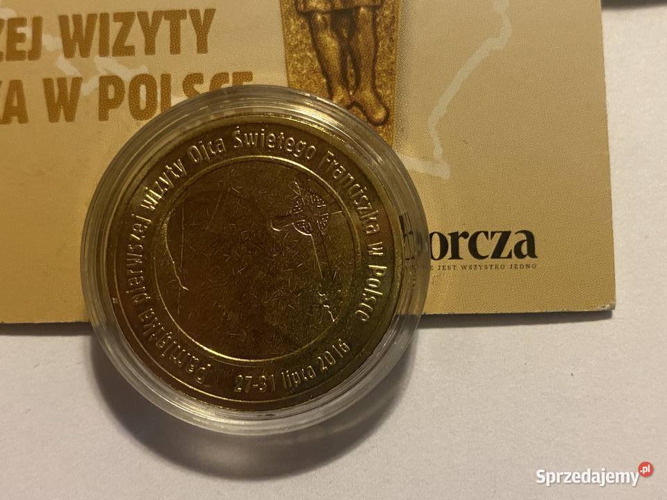 Moneta z okazji I wizyty Papieża Franciszka w mazowieckie Zielonka