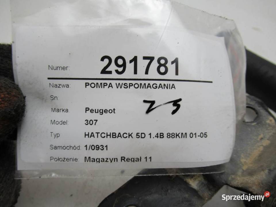 POMPA WSPOMAGANIA PEUGEOT 307 14 88 0012 Pompy wspomagania podkarpackie
