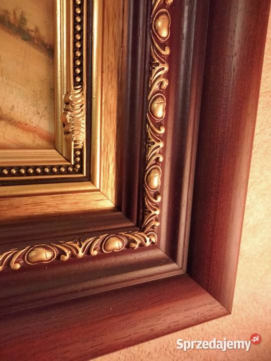 Obraz farby olejnena płótnie z piękną drewnianą Gniezno