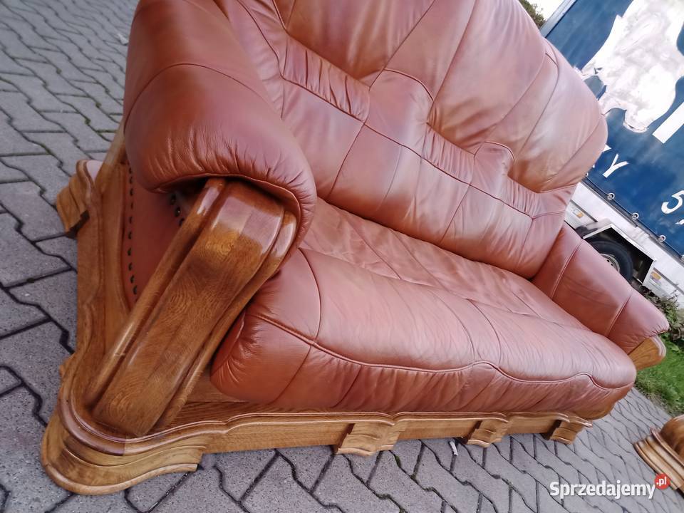 Komplet LUXOR 311 i Ława Dąb skóra Brąz śląskie Kozy