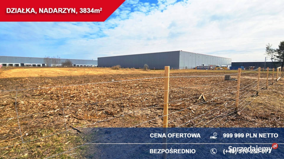 Działka przemysłowousługowa 3834 m NADARZYN siatka sprzedam