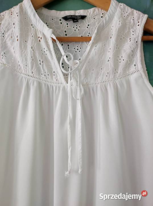 biała wyszywana bluzka bez rękawów letnia na Kielce